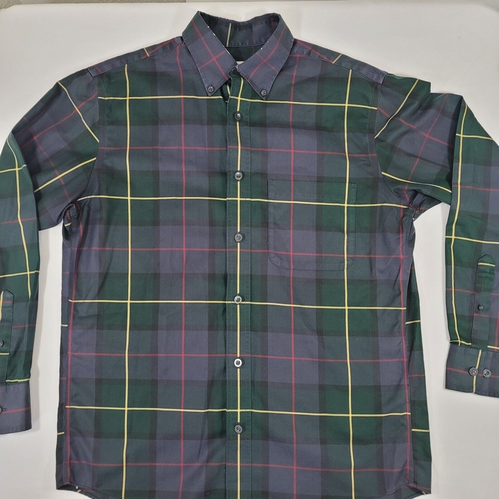 Cabela's Outfitter Series Mens Long Sleeve Button Down Shirt Green Plaid Size M